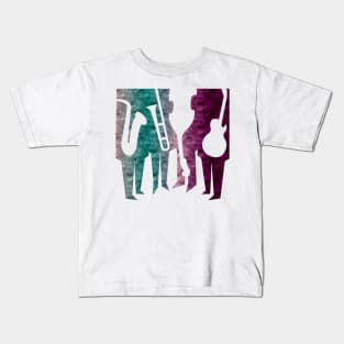 Jazz Band Saxophone Contrabass and Trumpet Tee Kids T-Shirt